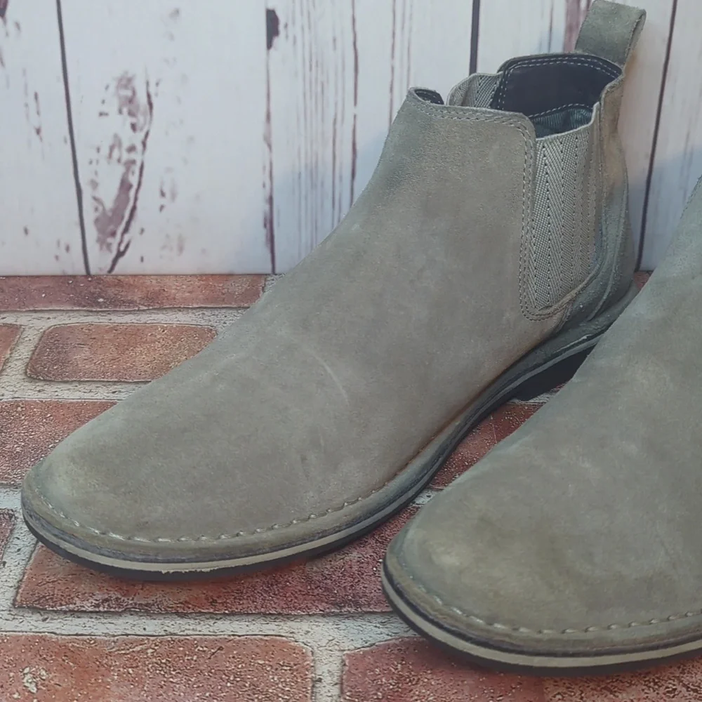 Steve‎ Madden Mens Grey Sand Suede Intuit Leather Chelsea Boot Size 12